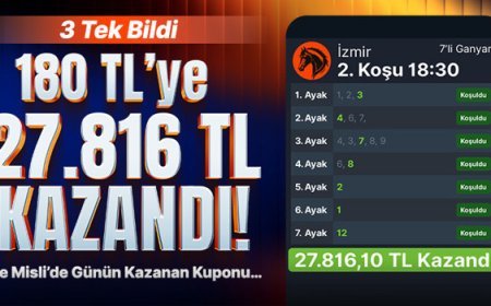 3 Tek Bildi 180 TL’ye 27.816 TL Kazandı! İşte Misli’de Günün Kazanan Kuponu…