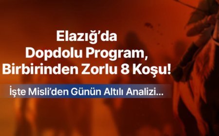 ELAZIĞ’DA DOPDOLU PROGRAM, BİRBİRİNDEN ZORLU 8 KOŞU! İŞTE MİSLİ’DEN GÜNÜN ALTILI ANALİZİ…