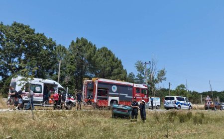 Şarampole devrilen otomobil ters döndü