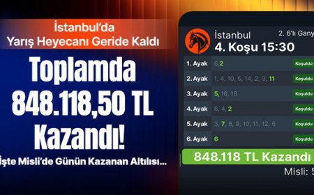İstanbul’da Yarış Heyecanı Geride Kaldı, Toplamda 848.118,50 TL Kazandı! İşte Misli’de Günün Kazanan Altılısı…
