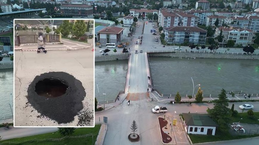 Amasya'da facianın eşiğinden dönüldü! Köprü girişinde çökme oluştu