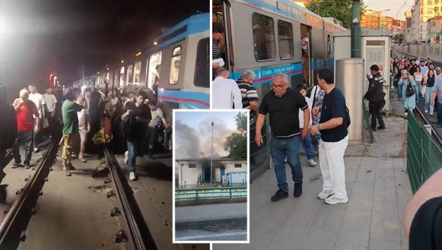 İstanbul'da tramvay hattında korkutan trafo yangını! Yolcular raylara indi