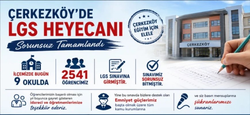 Çerkezköy’de LGS Heyecanı Sorunsuz Tamamlandı