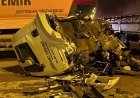 Sincan’da feci kaza: TIR’a çarpan hafriyat kamyonunun kupası koptu!