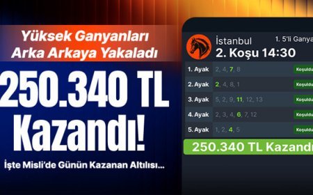 Yüksek Ganyanları Arka Arkaya Yakaladı 250.340 TL Kazandı! İşte Misli’de Günün Kazanan Altılısı…
