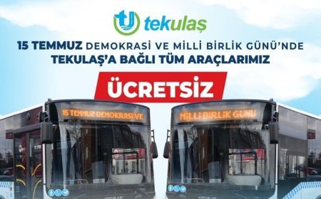 Tekirdağ'da 15 Temmuz'da ulaşım ücretsiz