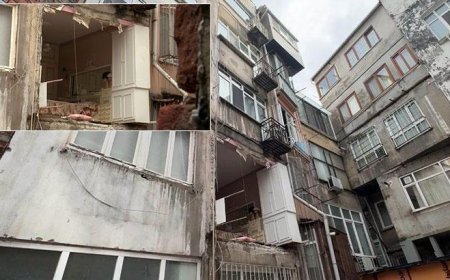 Şişli'de bina duvarı gürültüyle çöktü! 'Deprem oldu zannettik'
