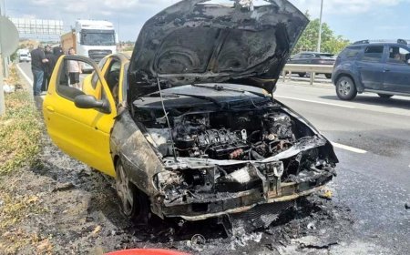 Tekirdağ'da seyir halindeki otomobil yandı