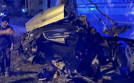 Sakarya'da feci kaza! Ağaca çarpan araç ikiye bölündü