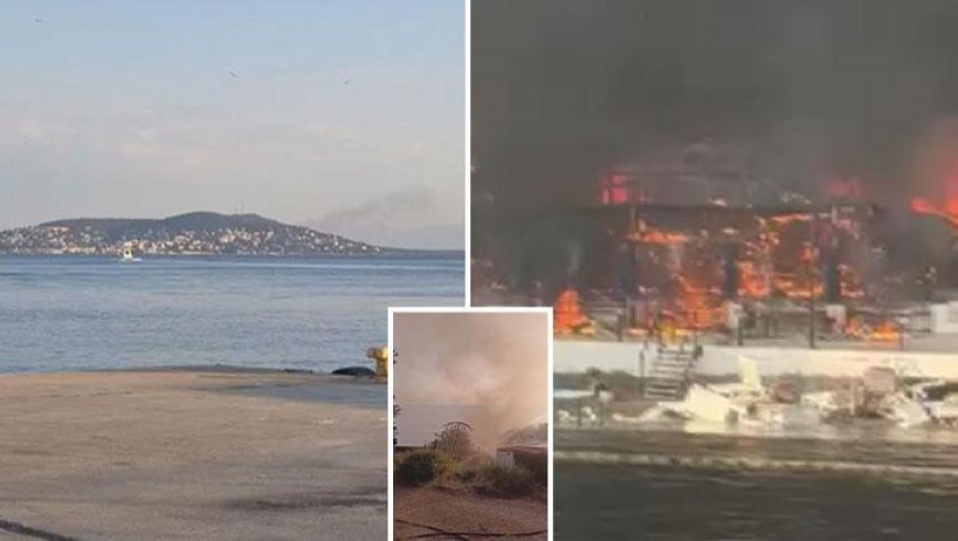 İstanbul Büyükada'da yangın paniği! Viranbağ Plajı alevlere teslim oldu