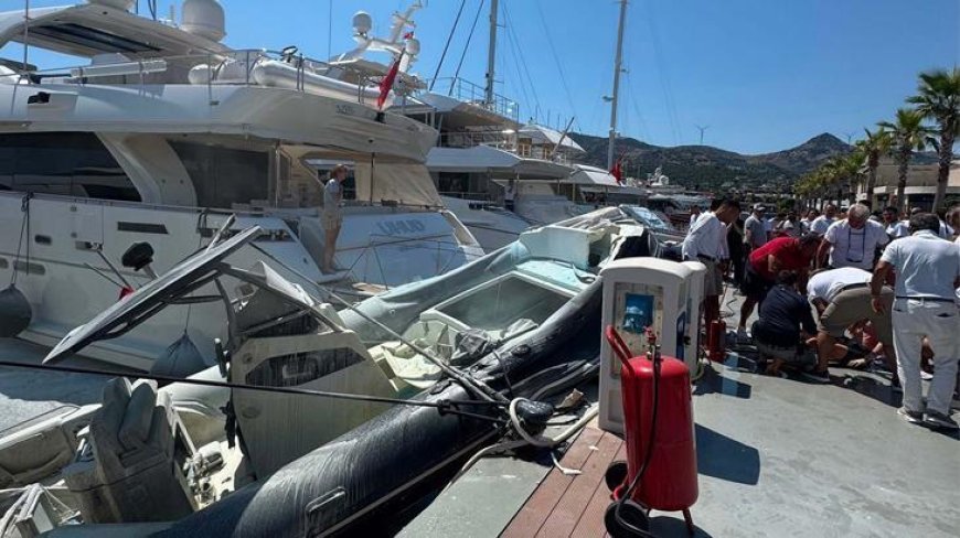 Bodrum'da marinaya demirli lastik botta patlama