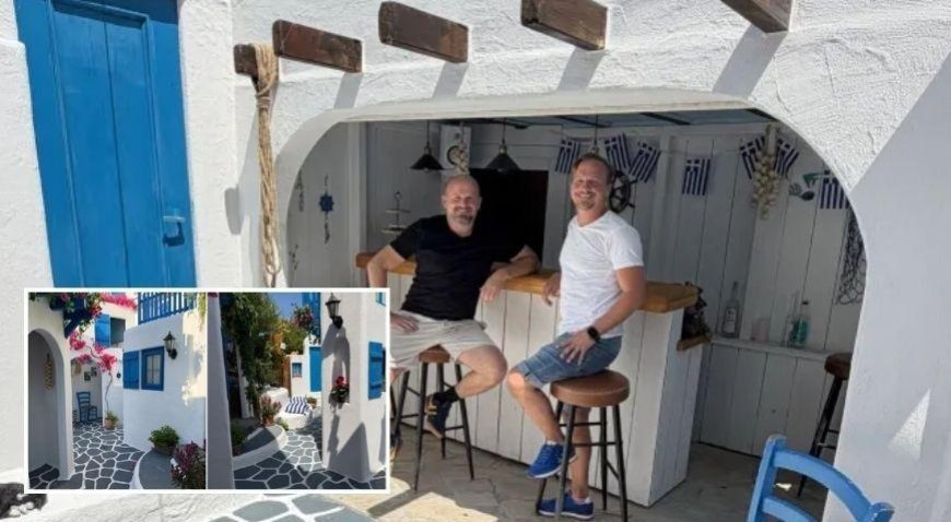 600 bin TL harcadı, bahçesine mini Yunanistan kurdu! Fotoğrafını çekip 'tatildeyim' diye kandırıyor