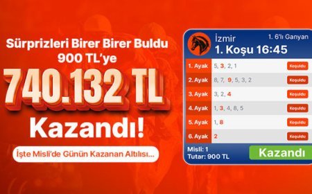 Sürprizleri birer birer buldu 900 tl’ye 740.132 tl kazandı! İşte Misli’de günün kazanan altılısı…