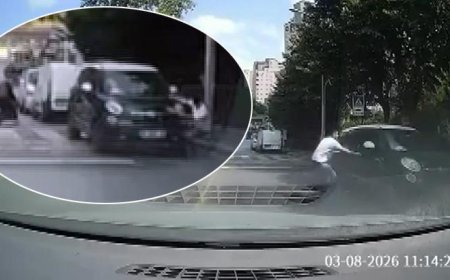İstanbul'da kayan otomobili eliyle durdurdu! Şaşkına çeviren anlar kamerada