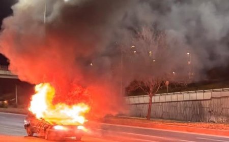 Eskişehir-Ankara karayolunda LPG tankı patlayan otomobil alev topuna döndü