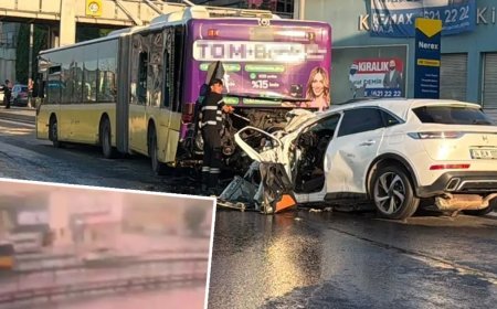 Küçükçekmece'de korkunç kaza. Otobüse çarpan otomobilde üç kişi öldü
