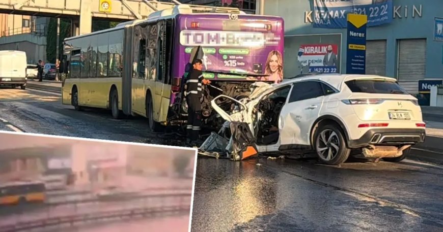 Küçükçekmece'de korkunç kaza. Otobüse çarpan otomobilde üç kişi öldü