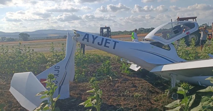 Eğitim uçağı sert iniş yaptı. Öğrenci pilot yaralandı