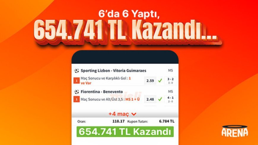 6’da 6 yaptı, 654.741 TL kazandı…