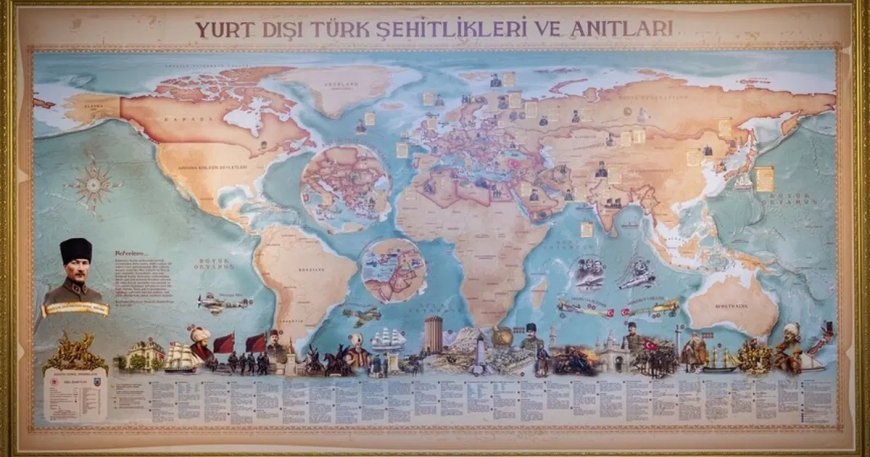 Türk şehitlikleri tek haritada. 48 ülkedeki 172 şehitlik bilgi notları ve görsellerle yer aldı